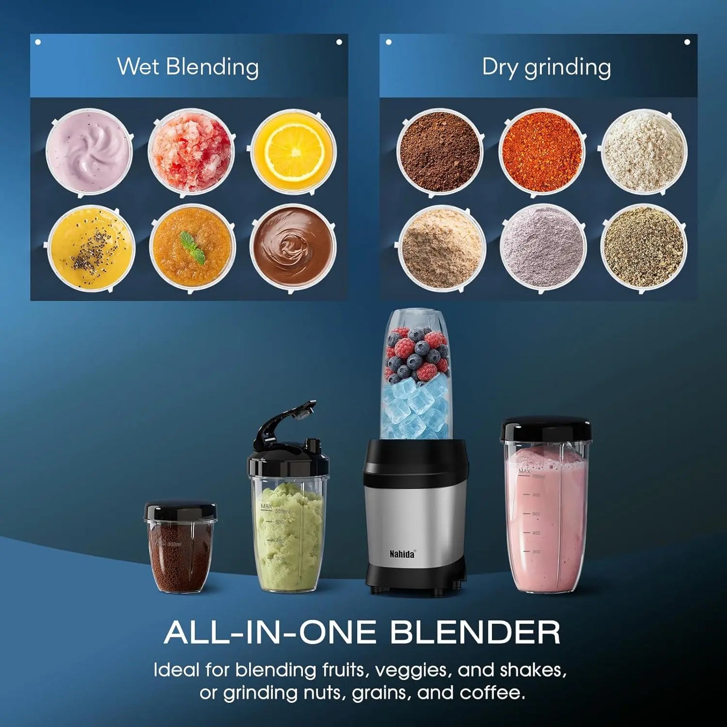 Blender for Smoothies, 1200W Smoothie Blender for Ice Crushing, Blenders with (2) 6-Fin Blades, Personal Blenders for Kitchen