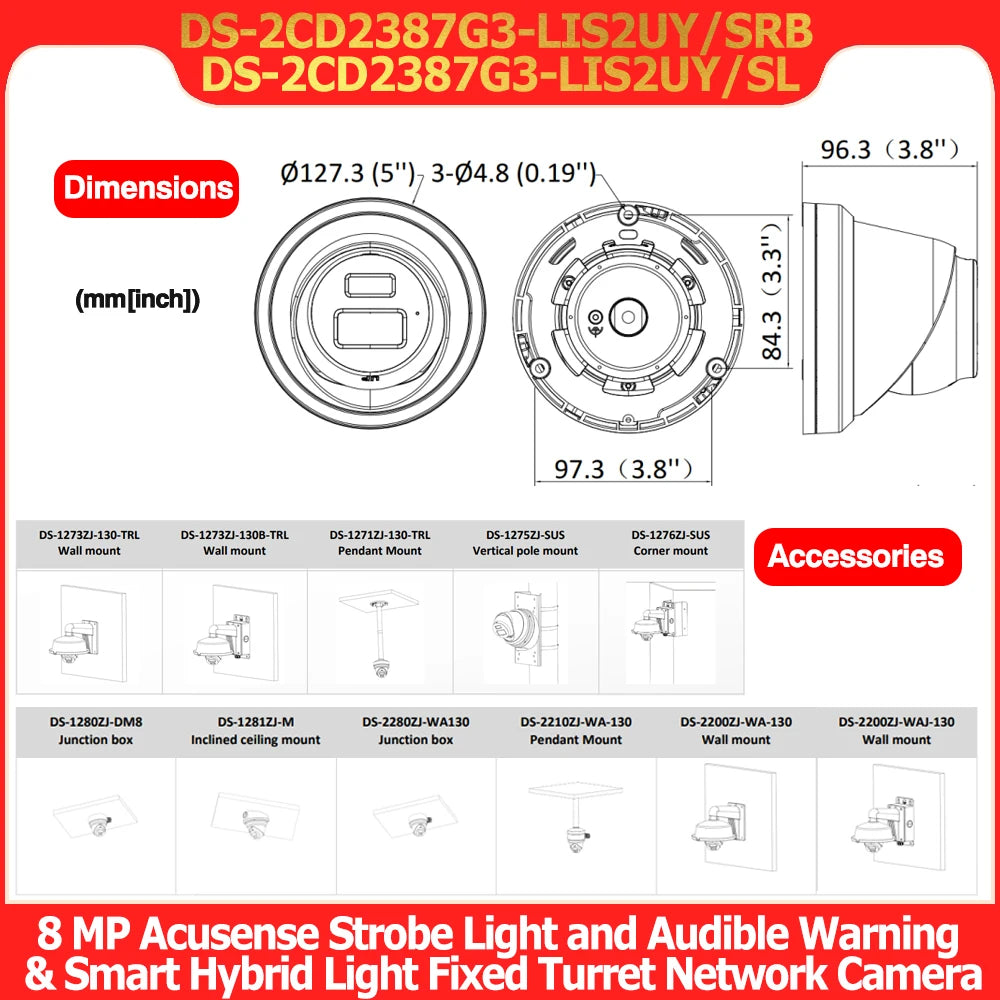 Hikvision 8MP 4K Smart IP Camera DS-2CD2387G3-LIS2UY