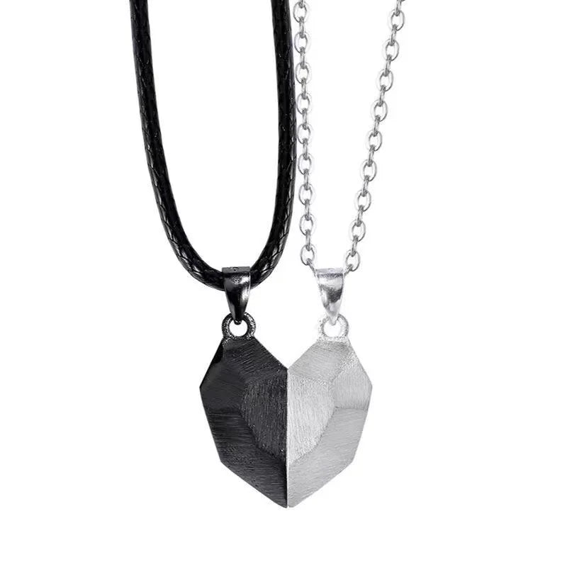 2025 New Wish Stone Love Heart-Shaped Magnetic Pendant Couple Necklaces Creative Cross-Border Gift for Lovers Jewelry Set