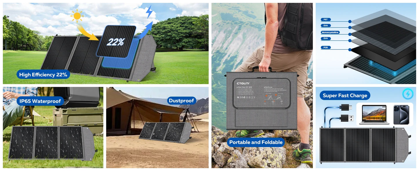 CTOLITY AP400 500W Portable Power Station 345.6Wh LiFePo4 Battery 100W 200W Solar Panel AC Charging Station Camping Equipment