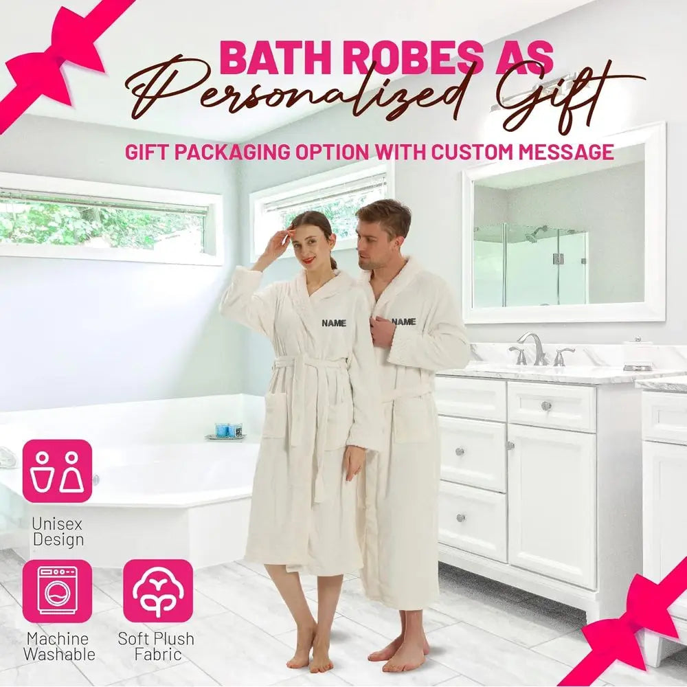 Couple Robes with Custom Names, Soft Matching Bathrobes for Women & Men (2pc)