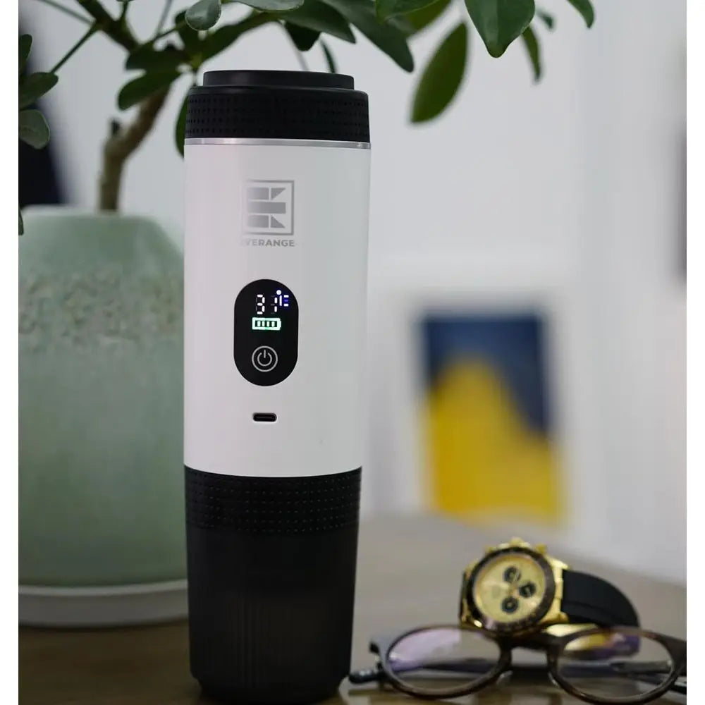 Portable Electric Espresso Machine, Travel Coffee Maker Brewer Compatible with Ground Coffee & NS Capsules (White LCD Screen)