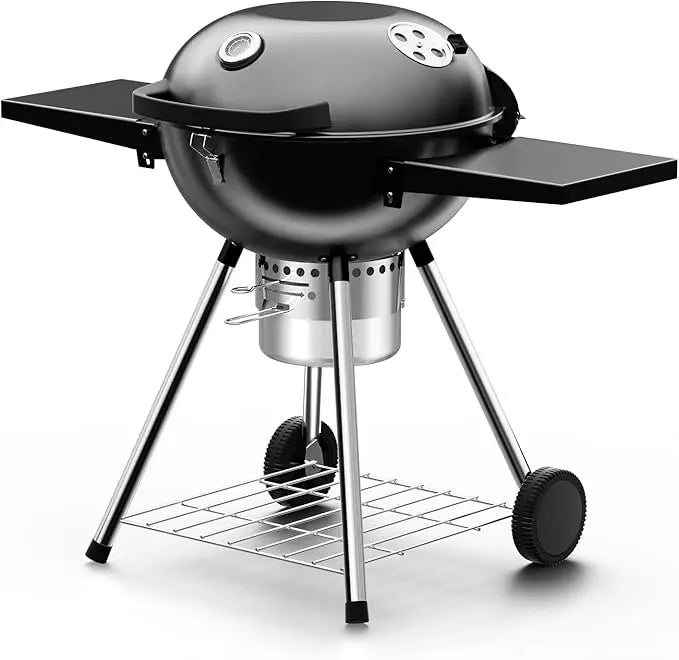 Charcoal Grill With Two Foldable Tables And Ash Catcher Portable
