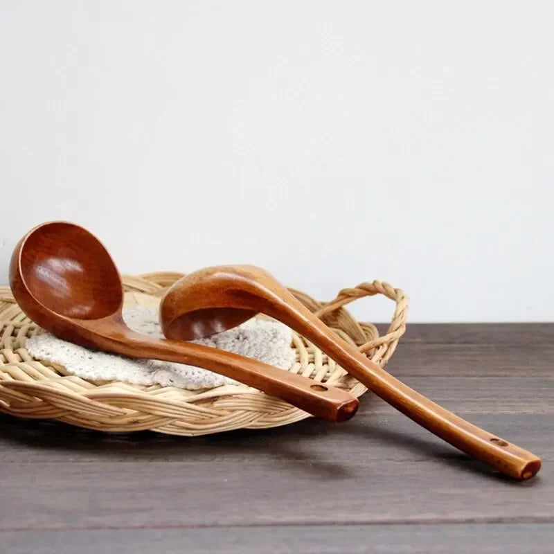 New Kemu Big Nanmu Spoons Ultra Practical for Home Cooking Long Handle Communal Congee & Soup Wooden Utensils
