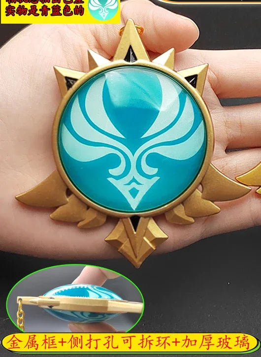 7-9cm Game Impact Vision Lnazuma Wendi Xiao Key Cosplay Chain Luminous 7 Element Weapons Eye Of Original God Toy KeyRing Pet urn
