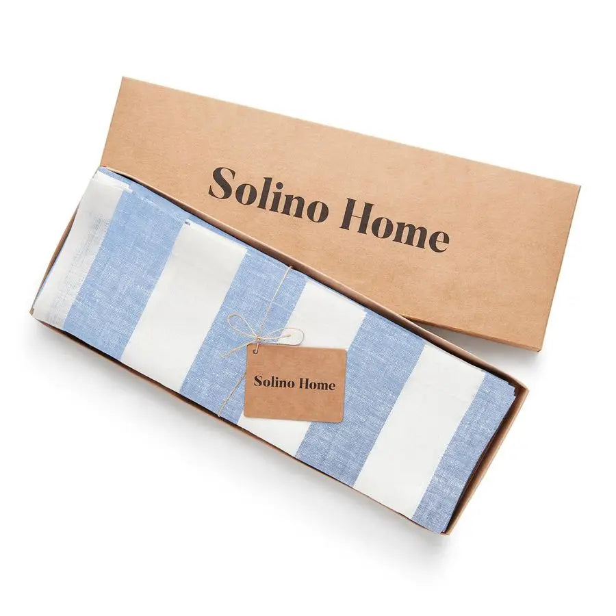 Linen Placemats Set of 4 Cabana Stripe Sky Blue and White Placemats 14 x 19 Inch 100 Pure Linen Place Mats for Spring, Easter