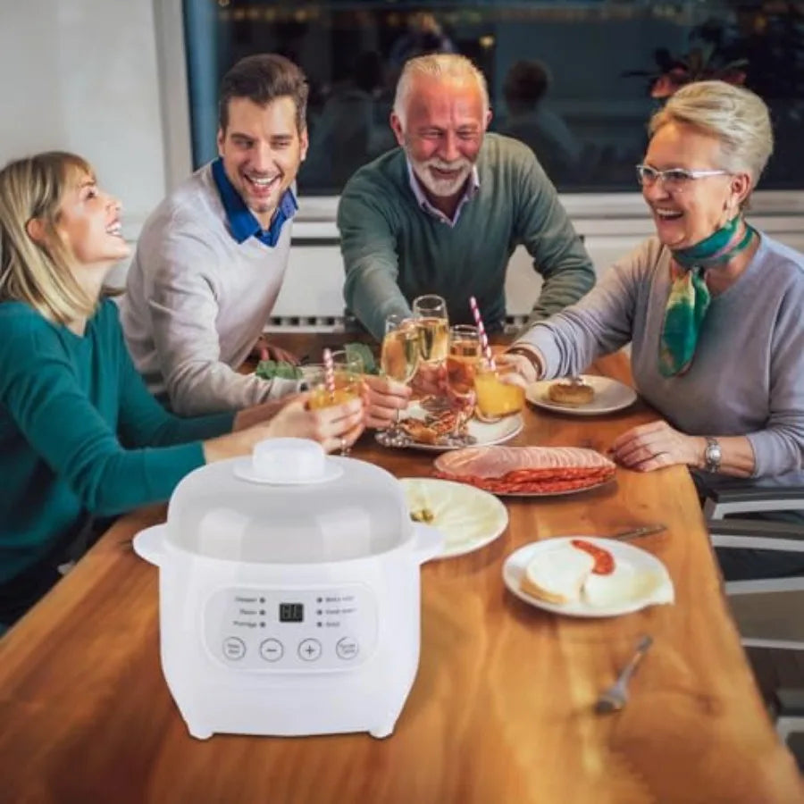 Electric Stew Pot 1L with Ceramic Liner - 200W Slow Cooker for Porridge Soup Rice Compact Versatile Kitchen Appliance in White