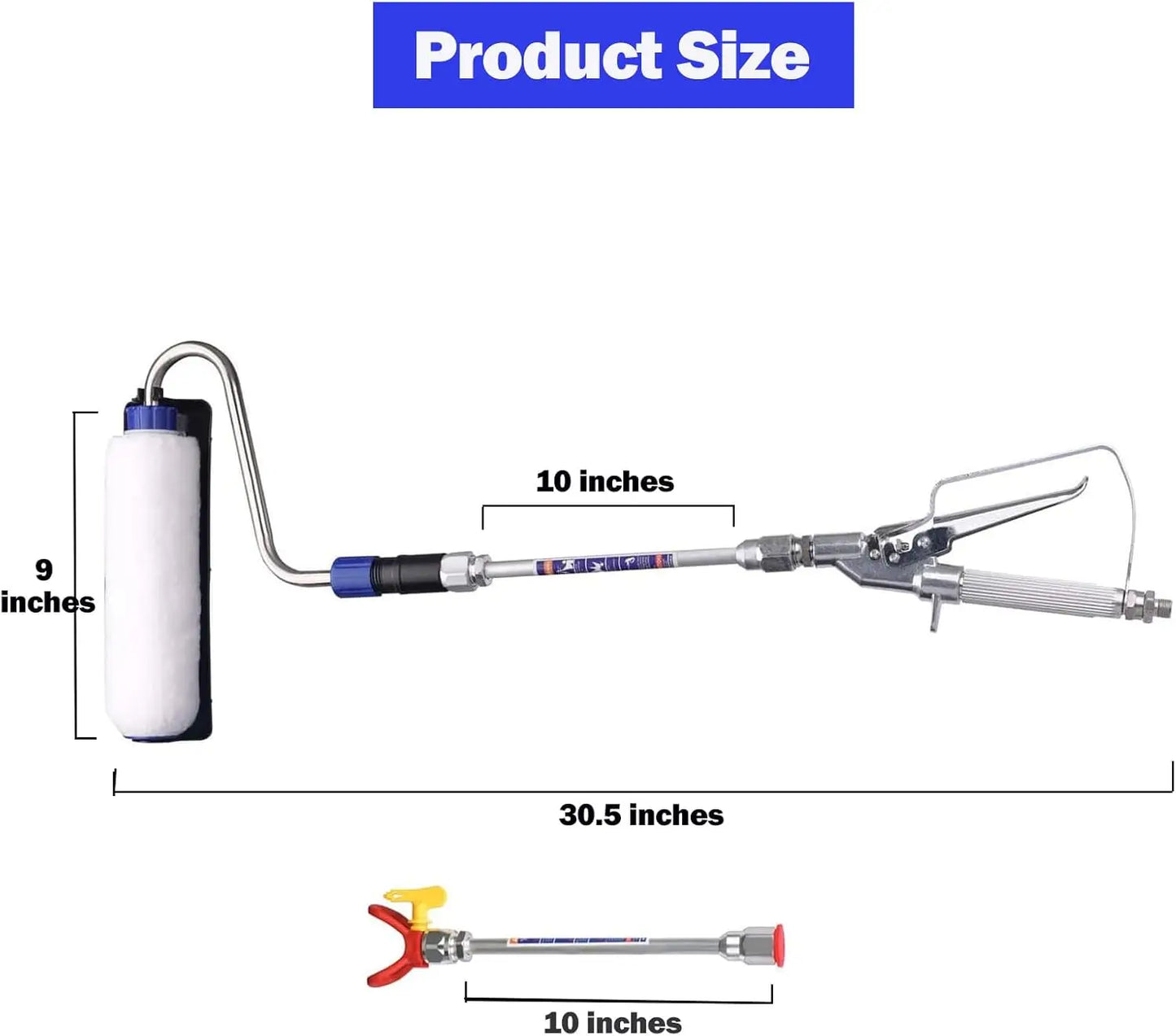 Airless Paint Spray Roller Attachment Kit with High Pressure Wand and 10-Inch Extension for Airless Paint Sprayers