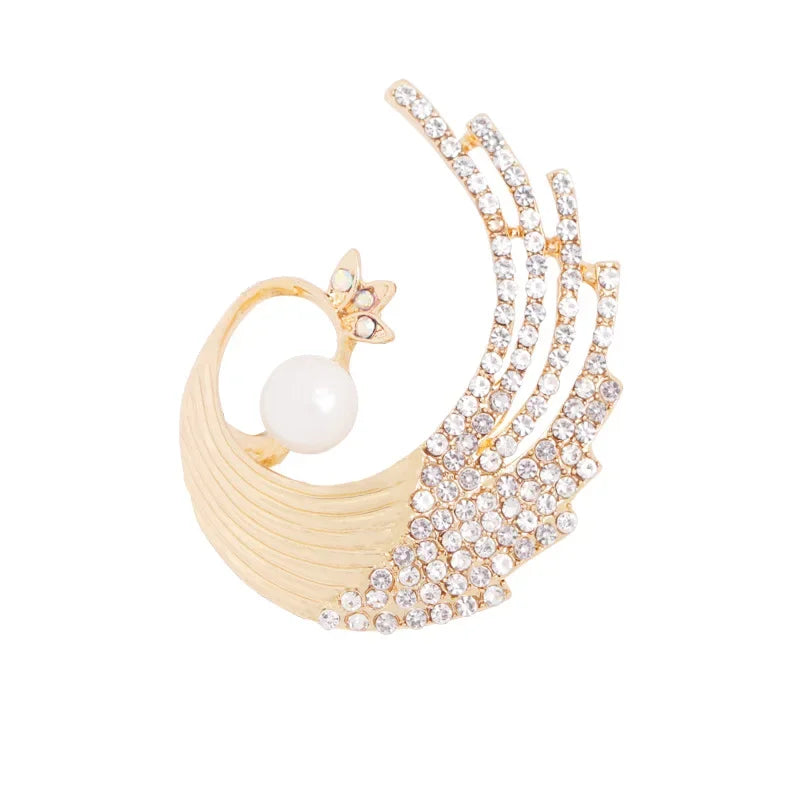 New Retro Phoenix Rhinestone Brooch Fashion Shiny Crystal Animal Pin Men and Women Clothes Bag Accessories Jewelry Gift