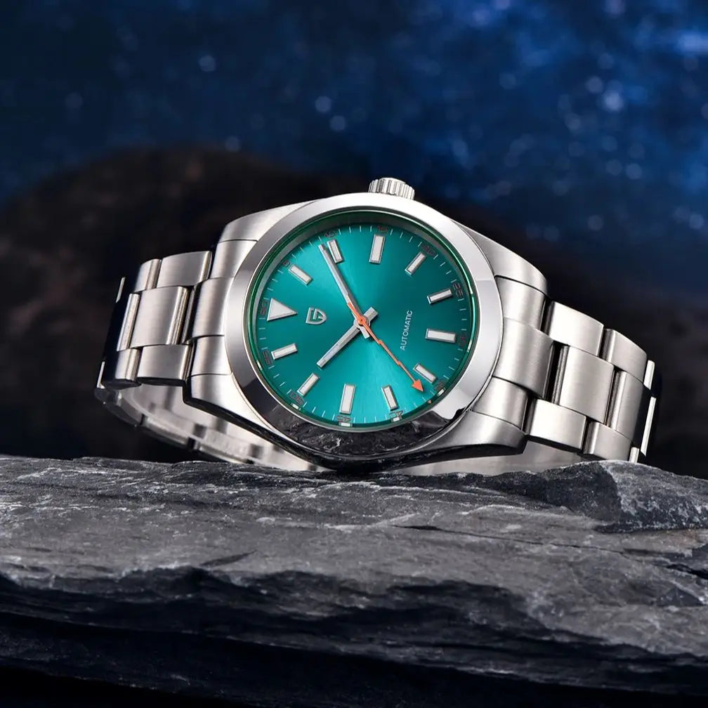 PAGANI DESIGN 2025 New Green Glass Men's Mechanical Watches Automatic Watch Men AR Sapphire crystal Stainless steel Wristwatch