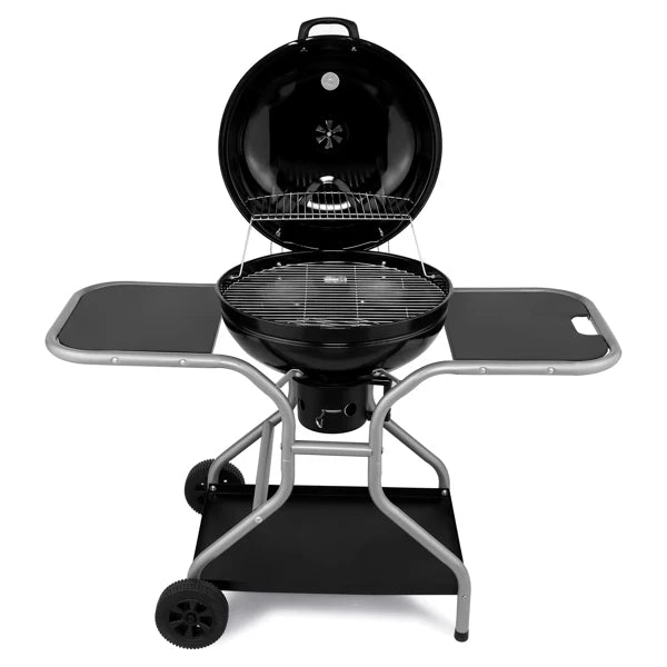 Kettle Charcoal Grill with 2 Side Tables, Storage Shelf, Upgraded Ash Catcher,Outdoor Cooking Barbecue Grill with Wheels