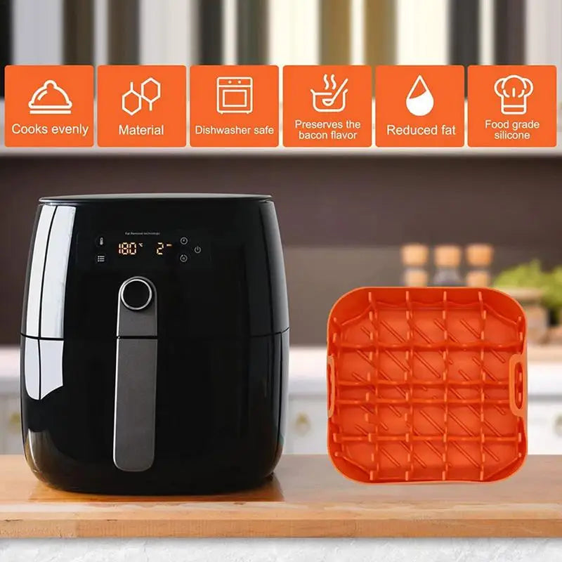 Air Fryer Bacon Cooker Tray Silicone Bacon Rack Tray Grease Catcher Non-Stick Perfect For Oven Microwave Cooking Bacon Sausage