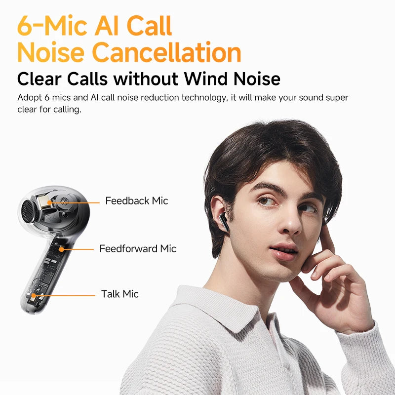 QCY HT10 AilyBuds Pro+ ANC Wireless Earphones Hi-Res Audio with LDAC 6 Mic AI HD Call Headset Bluetooth 5.3 Dual Connect Earbuds