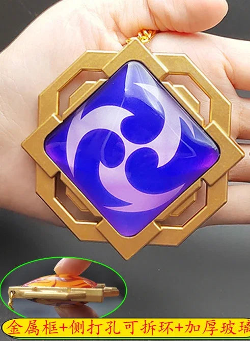 7-9cm Game Impact Vision Lnazuma Wendi Xiao Key Cosplay Chain Luminous 7 Element Weapons Eye Of Original God Toy KeyRing Pet urn