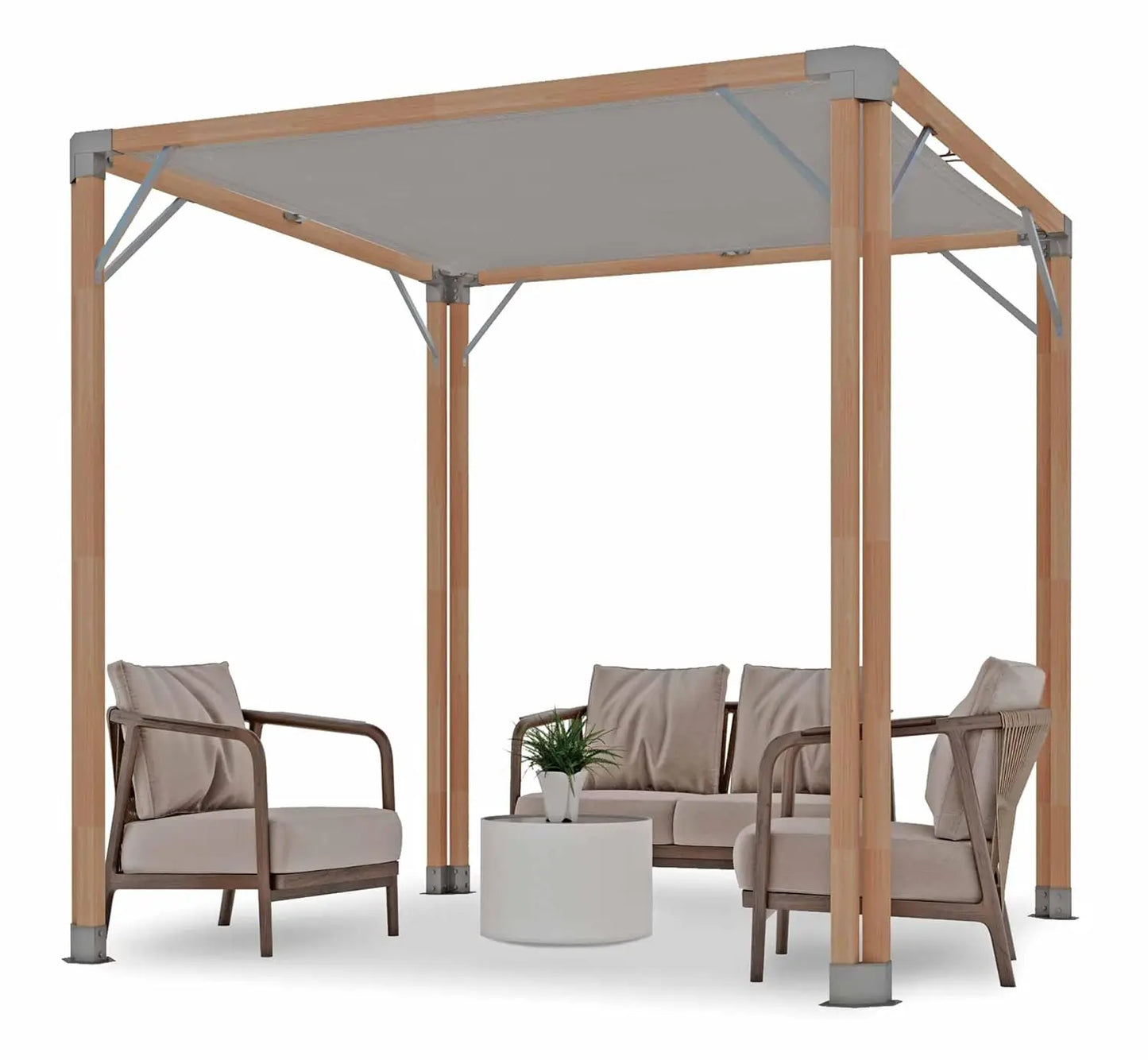 Bali 8 x 8’ Cedar Pergola - Easy to Assemble. Western Red Cedar, Sunshade Canopy, Sustainably Sourced, Made in, Customized