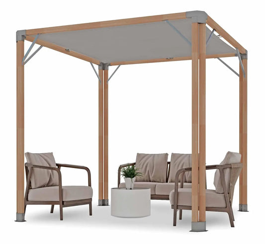 Bali 8 x 8’ Cedar Pergola - Easy to Assemble. Western Red Cedar, Sunshade Canopy, Sustainably Sourced, Made in, Customized