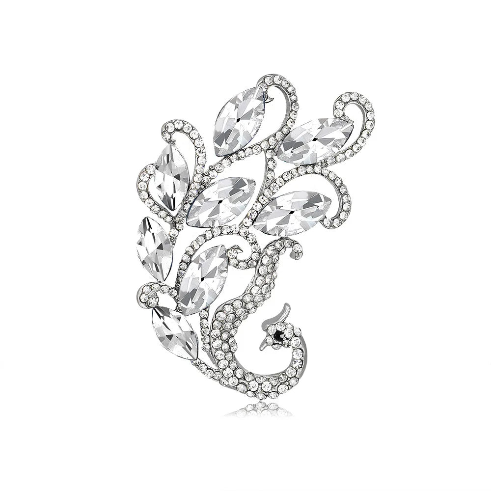 New Retro Phoenix Rhinestone Brooch Fashion Shiny Crystal Animal Pin Men and Women Clothes Bag Accessories Jewelry Gift