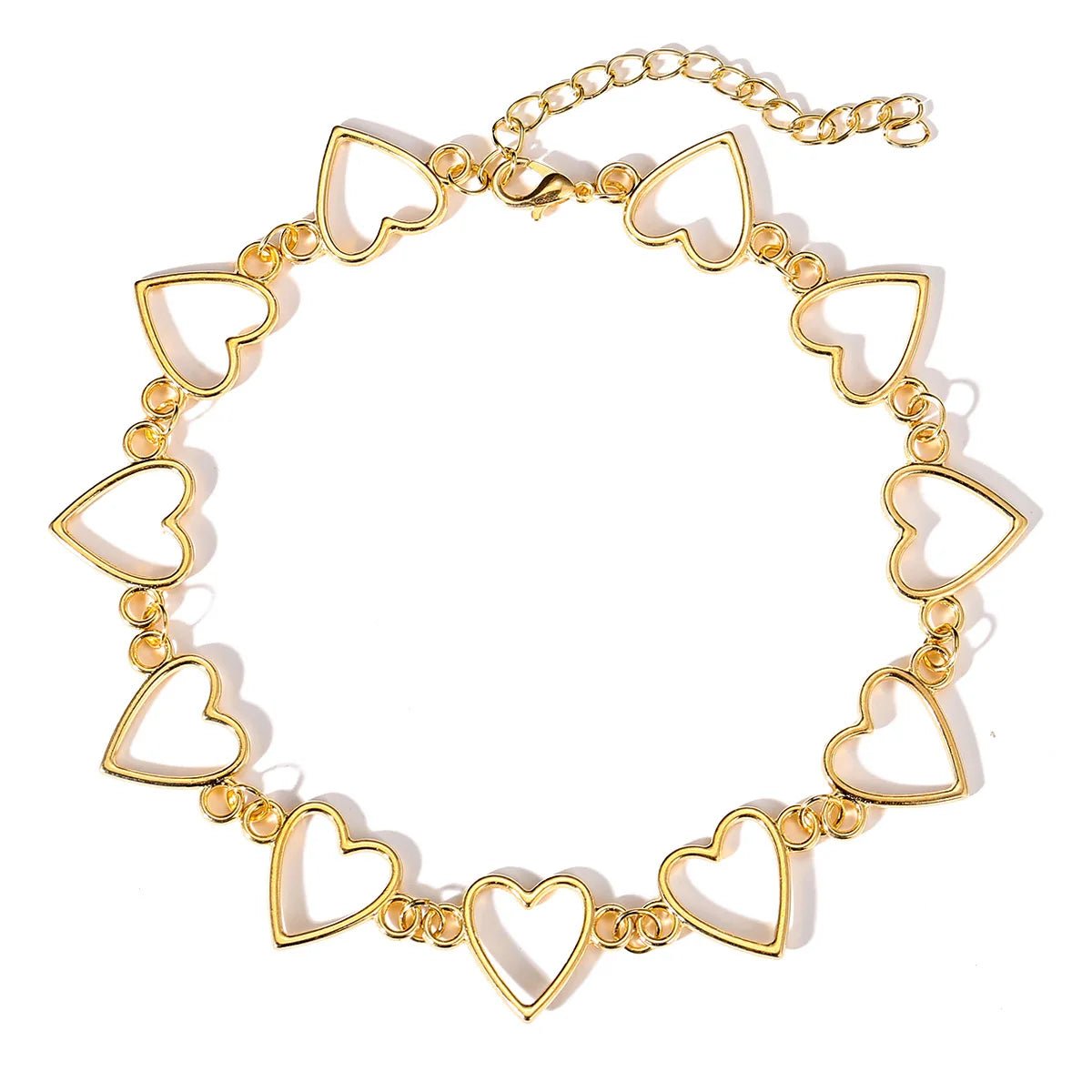 2025 New Alloy Necklace Creative European Minimalist Ladies Hollow Heart Choker Design Jewelry Accessory
