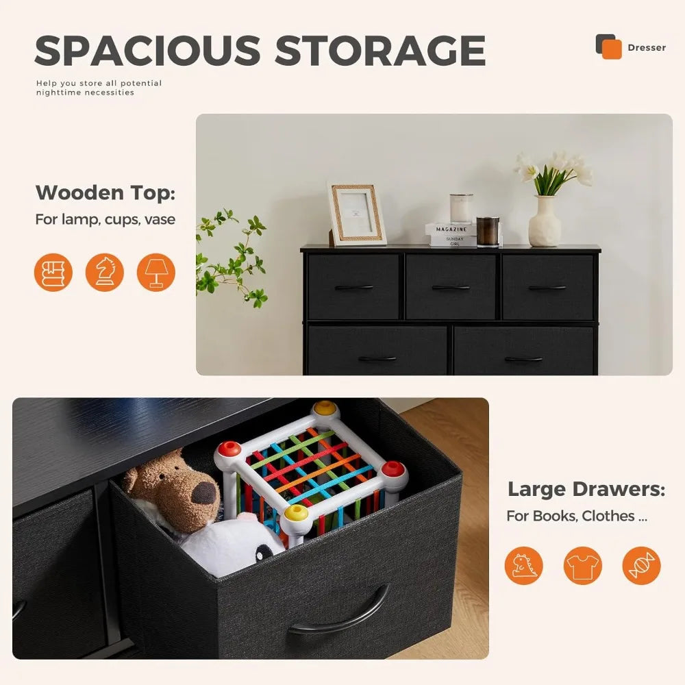 9-Drawer Fabric Storage Dresser with Metal Frame, Large Capacity Organizer for Bedroom, Living Room & Entryway