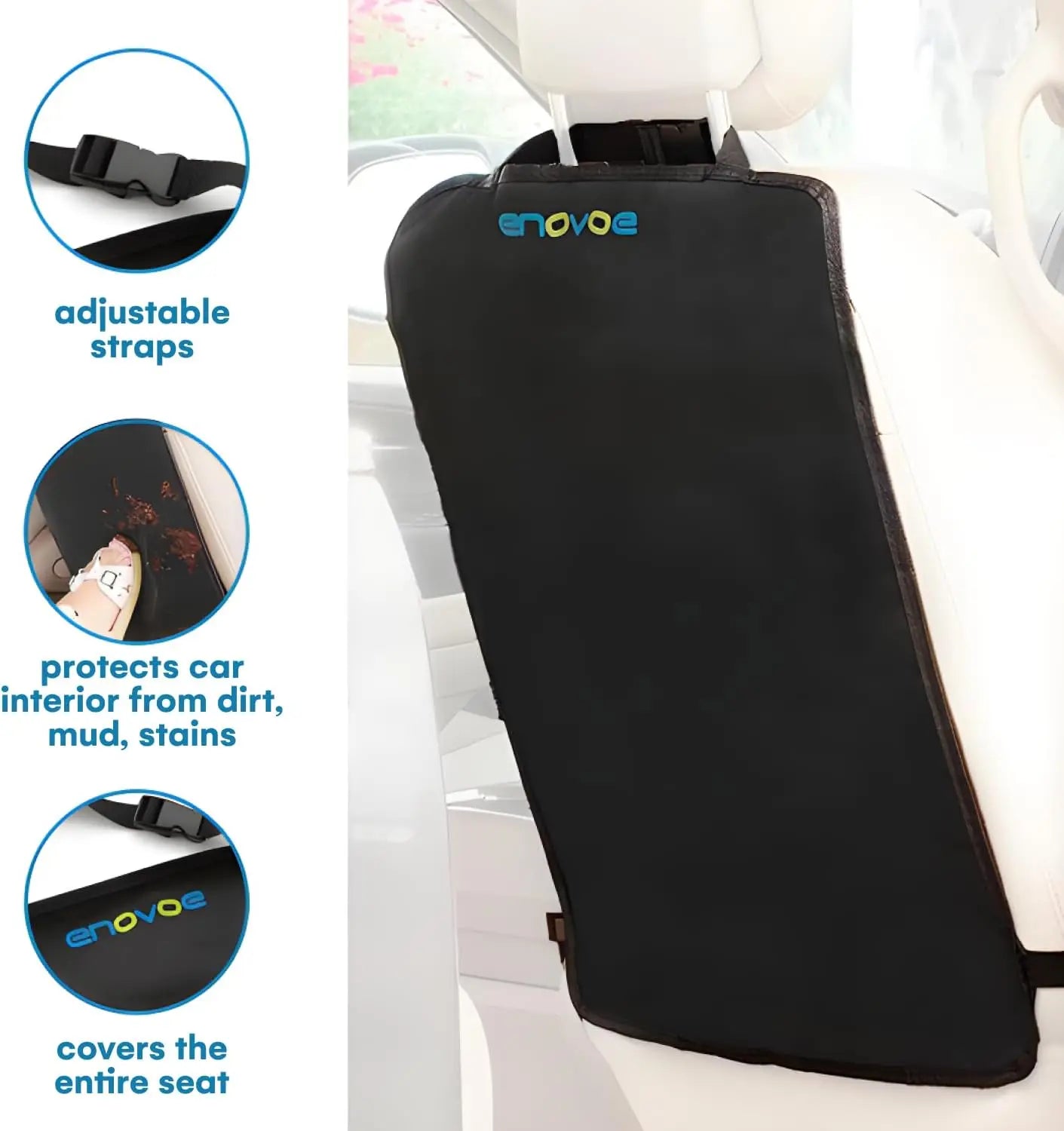 4-Pack Kids Car Seat Protectors - Waterproof, Adjustable Straps, 18"x24", Prevents Mud & Scratches