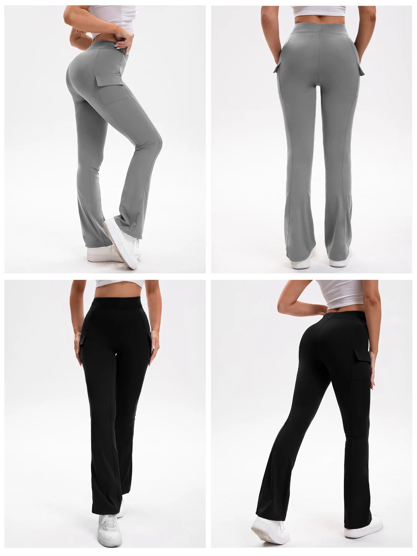 3PCS High Waisted Tummy Control Bootcut Yoga Pants with Pockets Naked Feeling Stretch Workout Casual Pants
