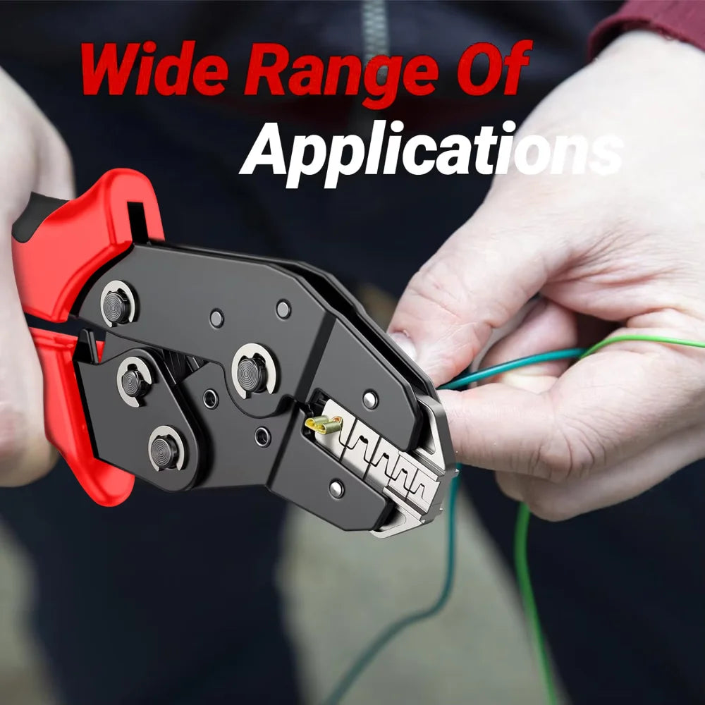 DTCTK Pro Crimps Plug JST ,TE,XH,SM,VH,PH,Molex Terminals Ratchet Crimper Pliers For 0.08-1.5mm²(28-16 AWG) Wires Tool