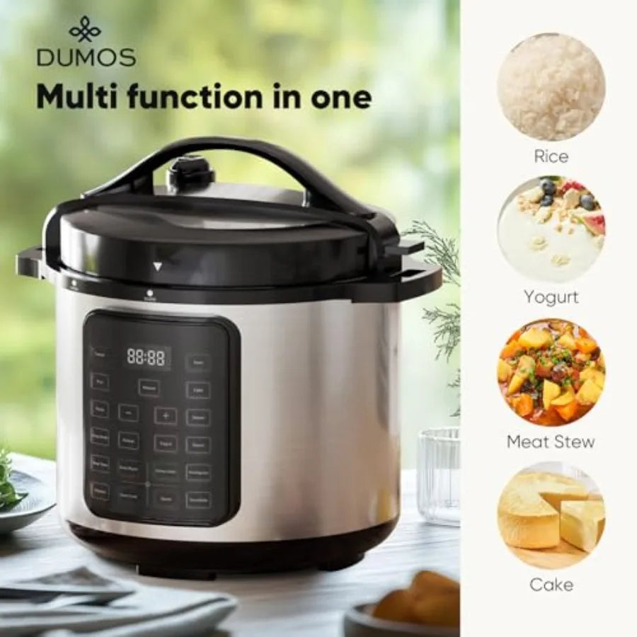 16-in-1 Electric Pressure Cooker 8 QT Stainless Steel Multi Cooker for Pressure Rice Steamer Yogurt Maker Slow Cook Black