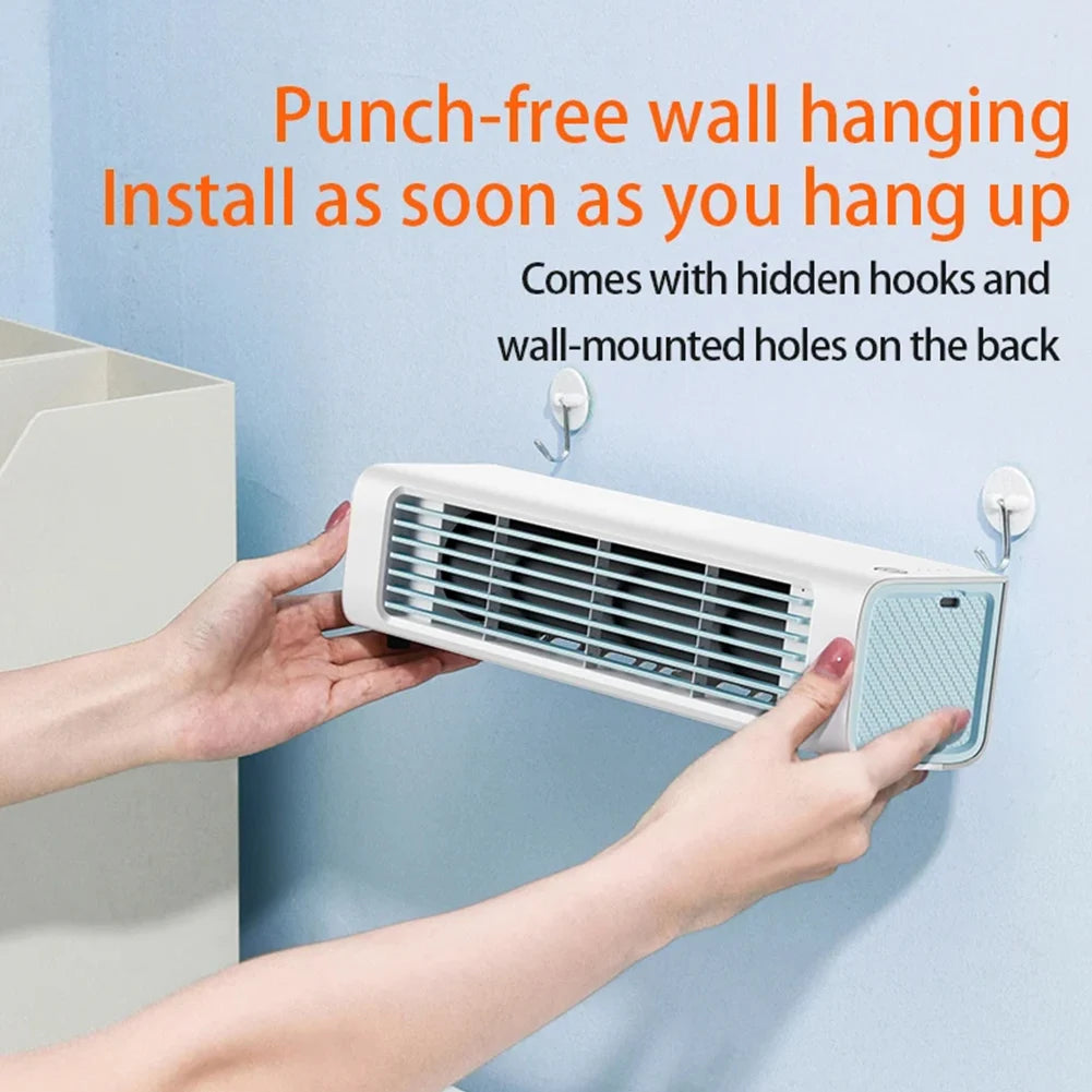 3000mAh Tower Fan Wall Mounted Leafless Fan 3 Mode Silent Air Conditioner Fan Strong Wind Electric Fan for Home Office Bedroom