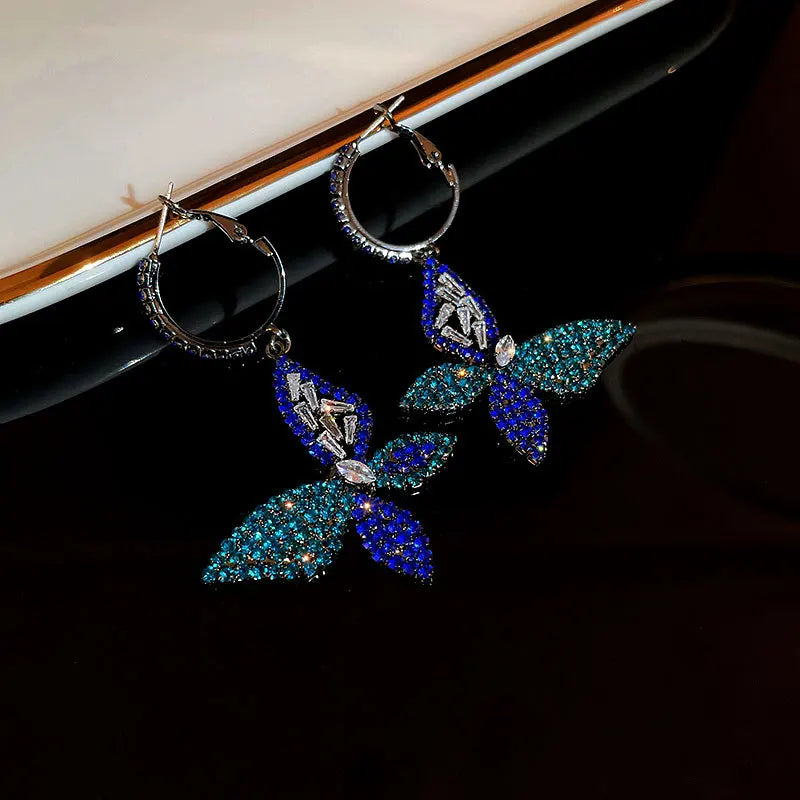 2026 New Butterfly Zircon Earrings women's Korean jewelry literary style earrings net red temperament simple new earrings