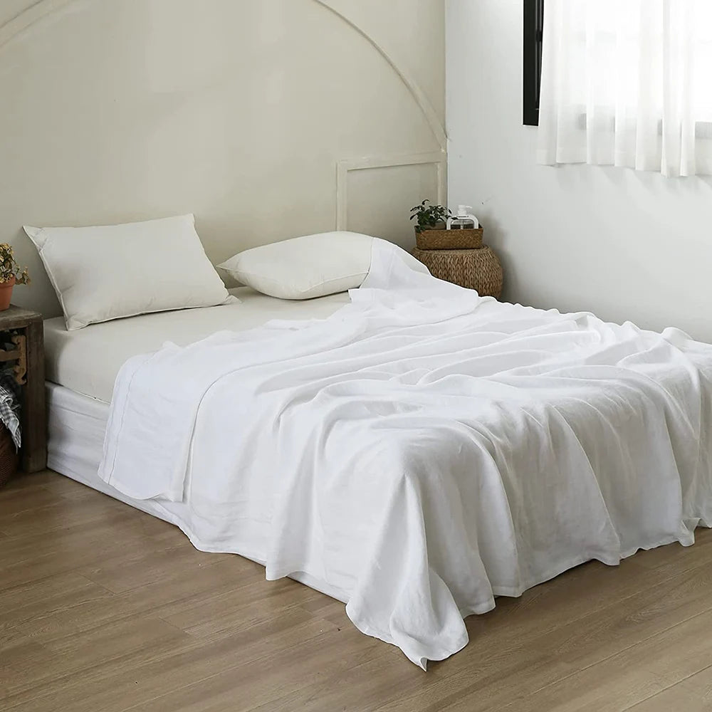 Simple&Opulence 1pc 100% Linen King Queen Size Flat Sheet Bedsheets Bedspread on the bed Linens Home Textile (No Pillowcase)