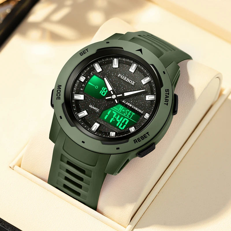FOXBOX Fashion Electronic Watch Men LIGE Top Brand Luxury Silicone Big Dial Waterproof Sports Alarm LED Digital Men's Watches