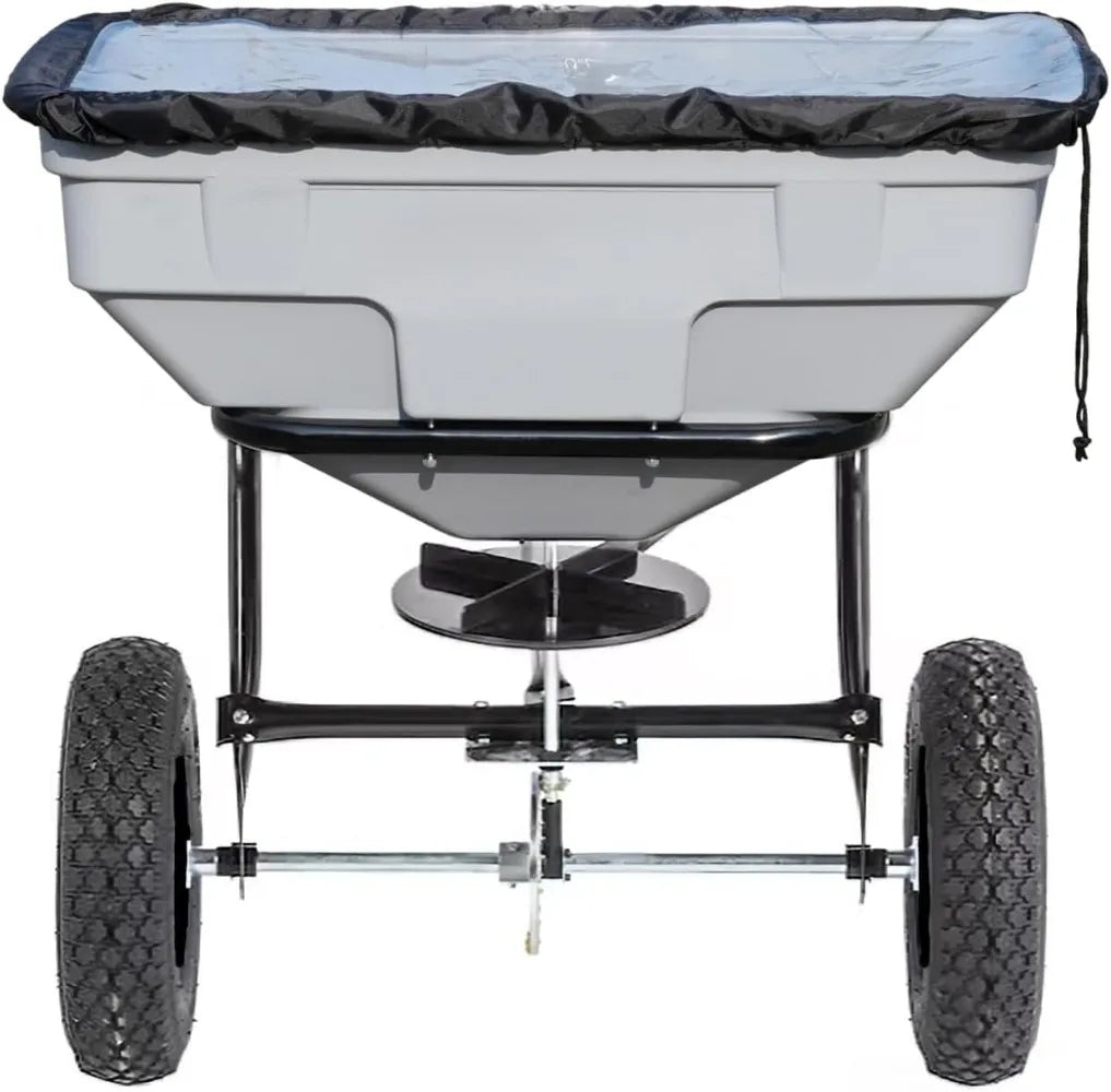 125 LB Tow Behind Lawn & Garden Broadcast Spreader - Seed, Fertilizer, Salt, Ice Melt-Gate Lever for Easy Spread Control