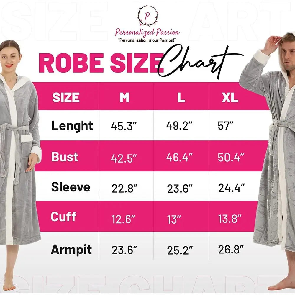 His and Her Hooded Plush Robes with Custom Names - Personalized Couple Robes for Women and Men - Luxurious Spa Bathrobes