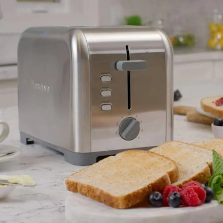 Kenmore 2-slice toaster with extra wide slots stainless steel finish 9 shade settings defrost function compact countertop kitch