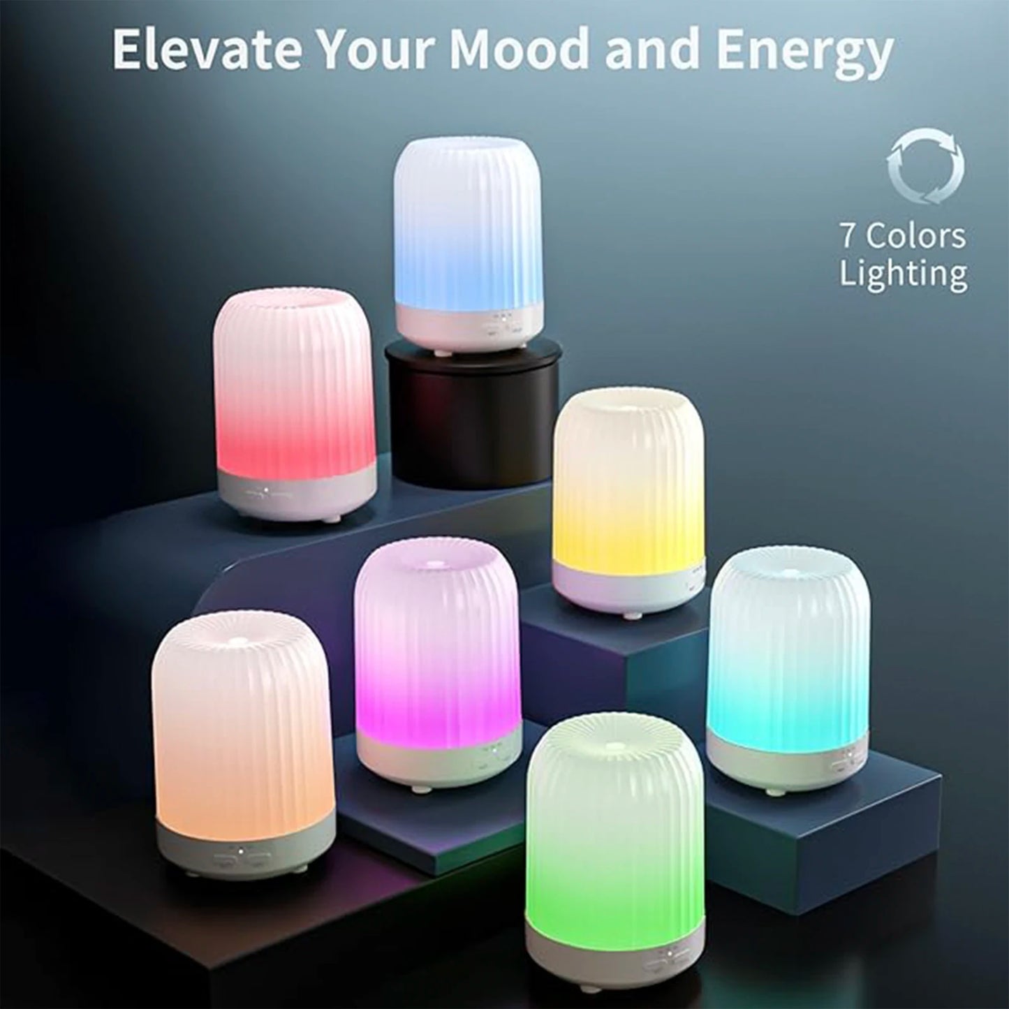 Essential Oil Diffuser For Bedroom, Quiet Humidifiers For Home, Ultrasonic 250ML Small Aromatherapy Diffuser, 7 LED Color Safety