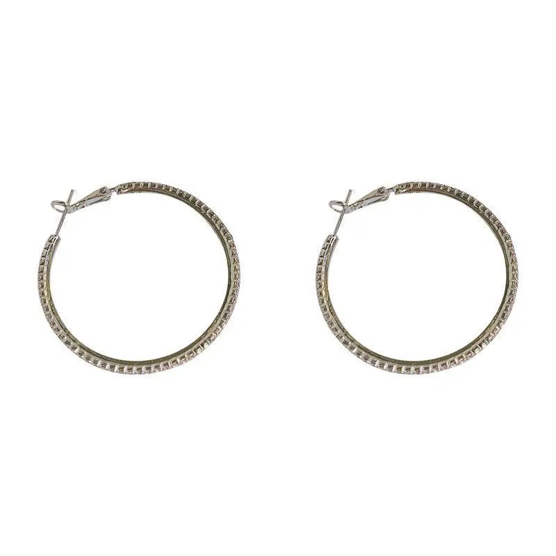1Pair of fashionable round zirconia ring earrings, perfect for birthdays
