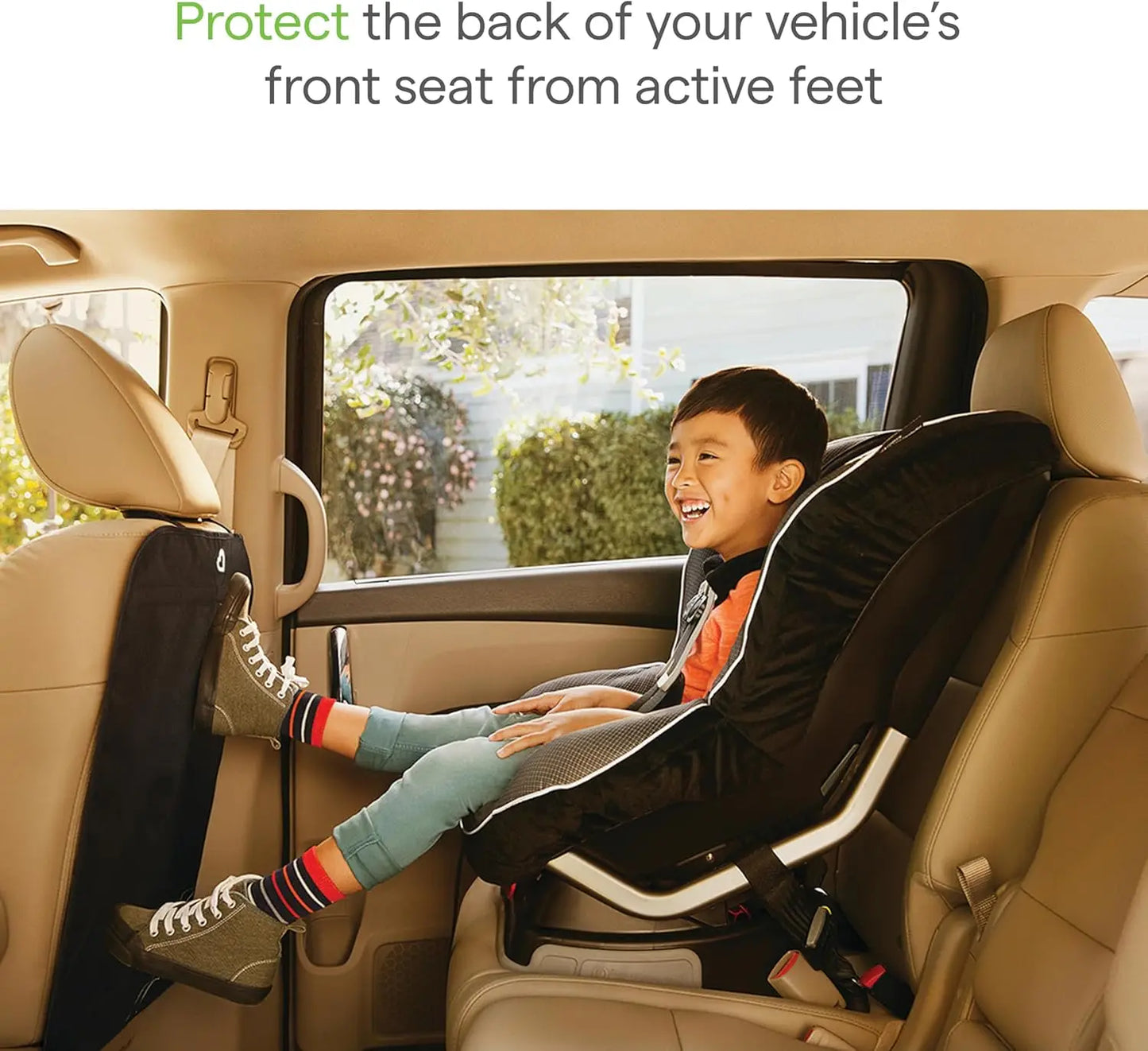 Deluxe Car Seat Protector for Kids, 2-Pack Black Kick Mats Back Seat Cover
