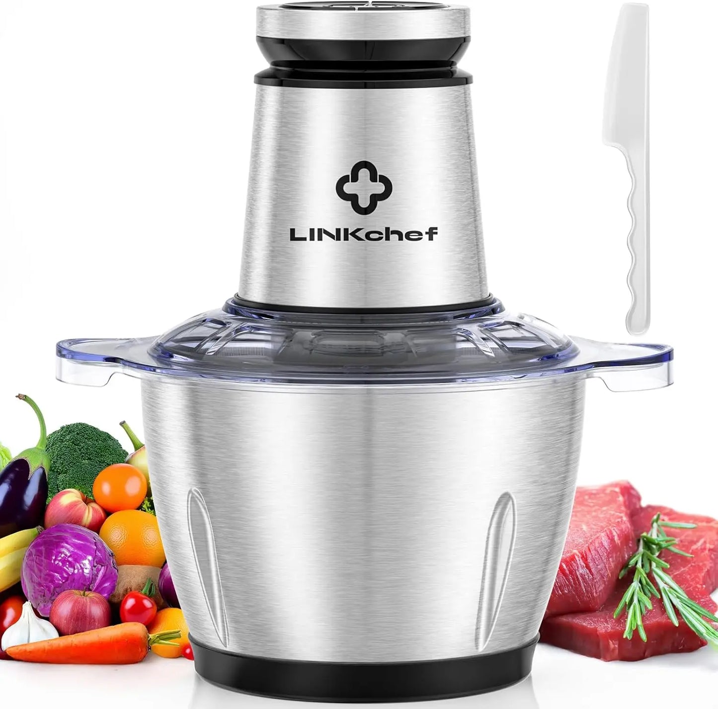 Food Processor Small, 10 Cup Food Chopper with Container, 2.3L 600W Electric Meat Grinder for Home Use, StainlSteel Mini Food