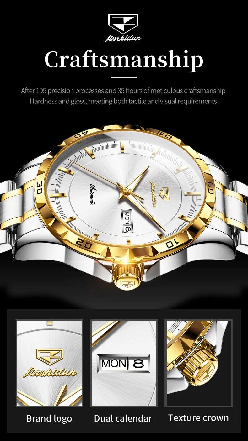 JSDUN 8964 Luxury Brand Men Watch Auto Date Deep Waterproof Stainless steel High Quality Automatic Mechanical Watch for Men