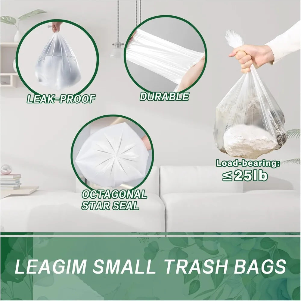120 Counts 1.6 Gallon Small Trash Bags, Mini Garbage Bags Fit 1.2-2 Gal Bathroom Office Bedroom