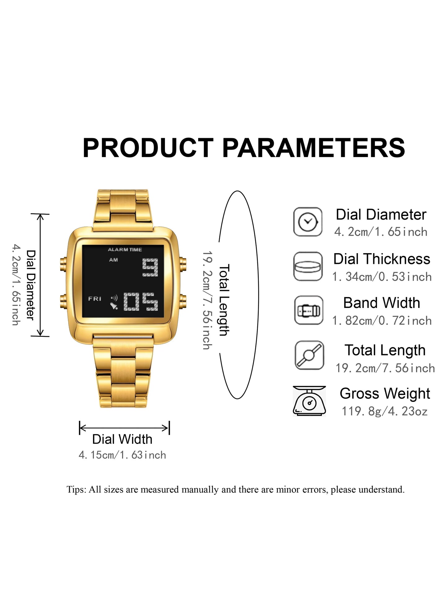 Binda Women's Stainless Steel LED Digital Watch Waterproof Fashion Business Electronic Wristwatch Reloj Mujer
