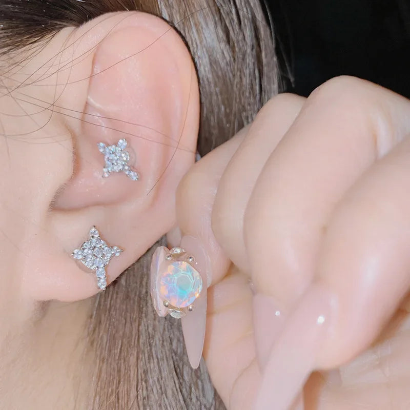MDLFES Moissan Diamond Style Light luxury compact ear clips cold wind without ear holes magnetic earrings