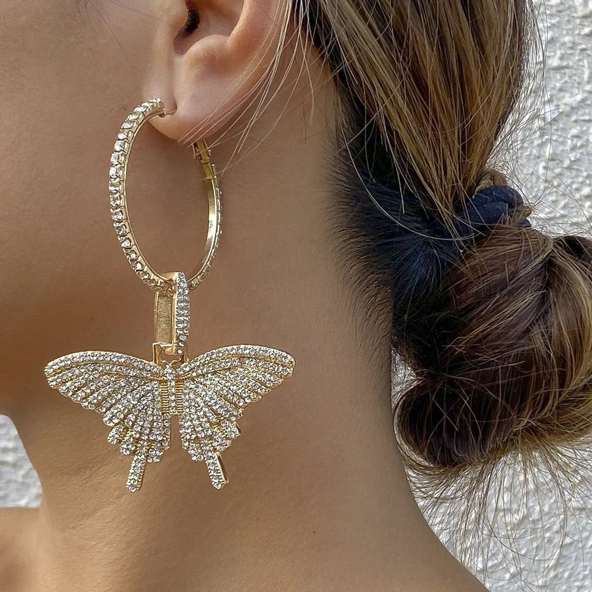 2026 New Butterfly Zircon Earrings women's Korean jewelry literary style earrings net red temperament simple new earrings
