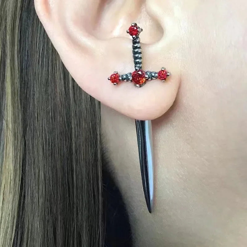 Gothic Nearby Sword Earrings Vintage Cool Punk Ear Cuffs Gothic Dagger Earrings Women's Jewelry Accessories Gifts
