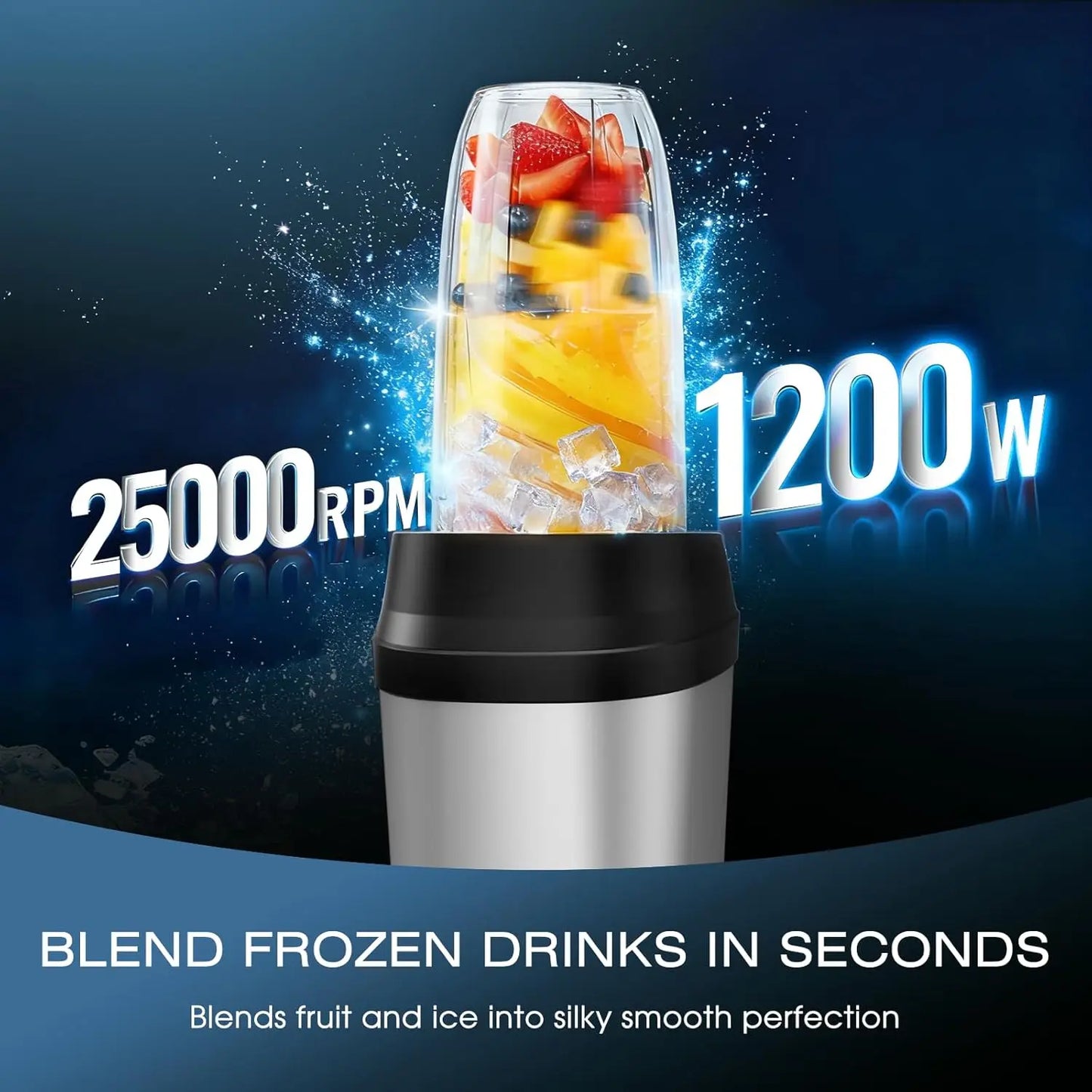 Blender for Smoothies, 1200W Smoothie Blender for Ice Crushing, Blenders with (2) 6-Fin Blades, Personal Blenders for Kitchen
