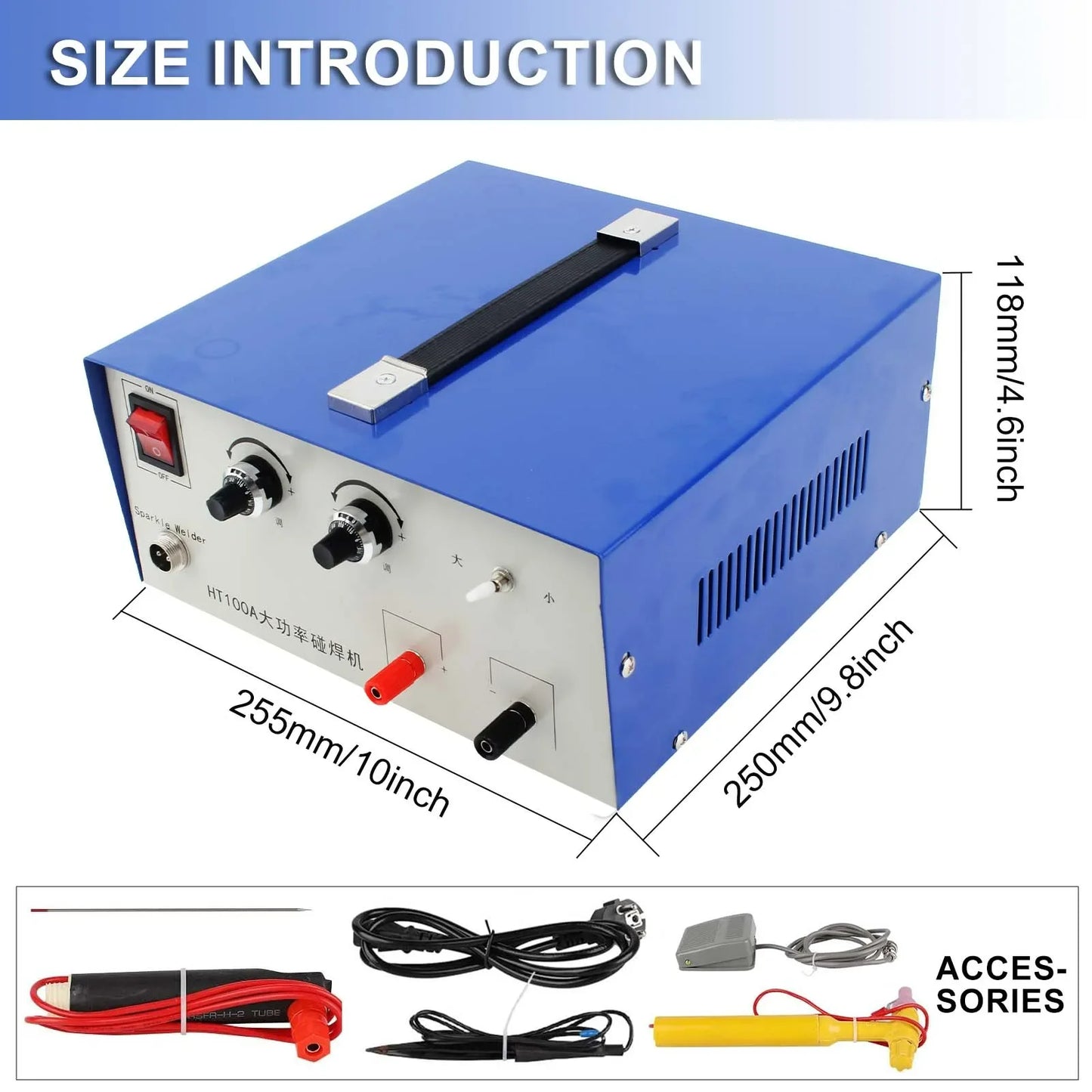 100A Spot Welding Machine Jewelry Handheld Small Laser Welder High Power Coil Bracelet Interface Soldering Tool