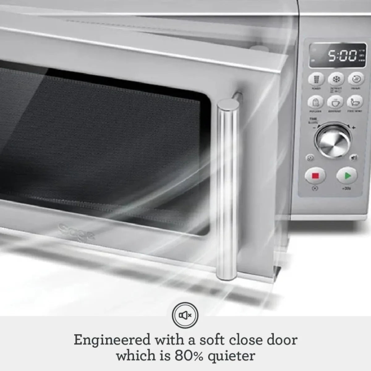 Compact Wave Microwave Oven Soft Close Countertop Silver Design for Small Kitchen