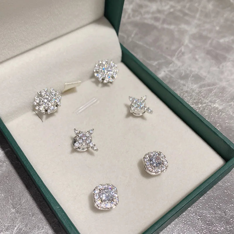 MDLFES Moissan Diamond Style Light luxury compact ear clips cold wind without ear holes magnetic earrings