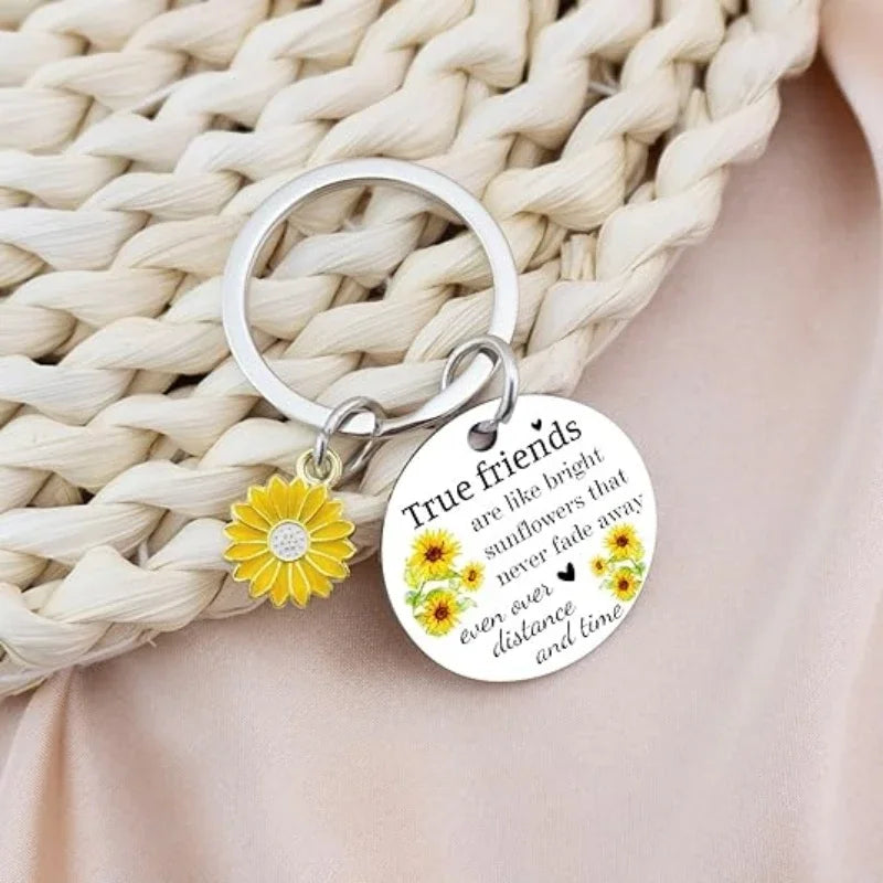 1Pc True Friends Gift Friendship Sunflower Keychain for Best Girlfriend Birthday Gift for Girlfriend Departure Gift Urn Pet urn