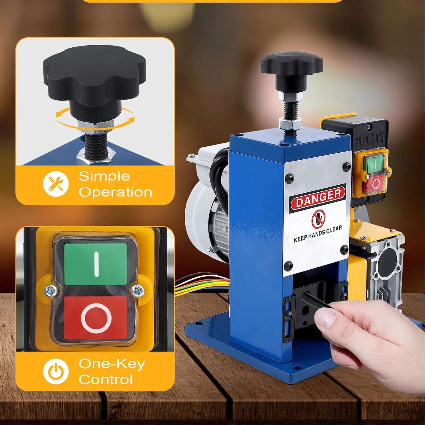 Electric Wire Stripping Machine Automatic Wire Stripper Machine Wire Stripping Tool with Emergency Stop